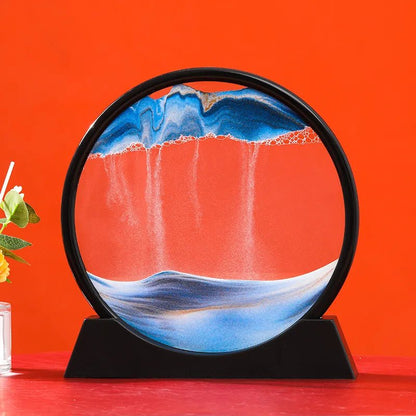 "Oceanic Serenity: 3D Sand Art in Glass Frame" (Black) - Elevated Living