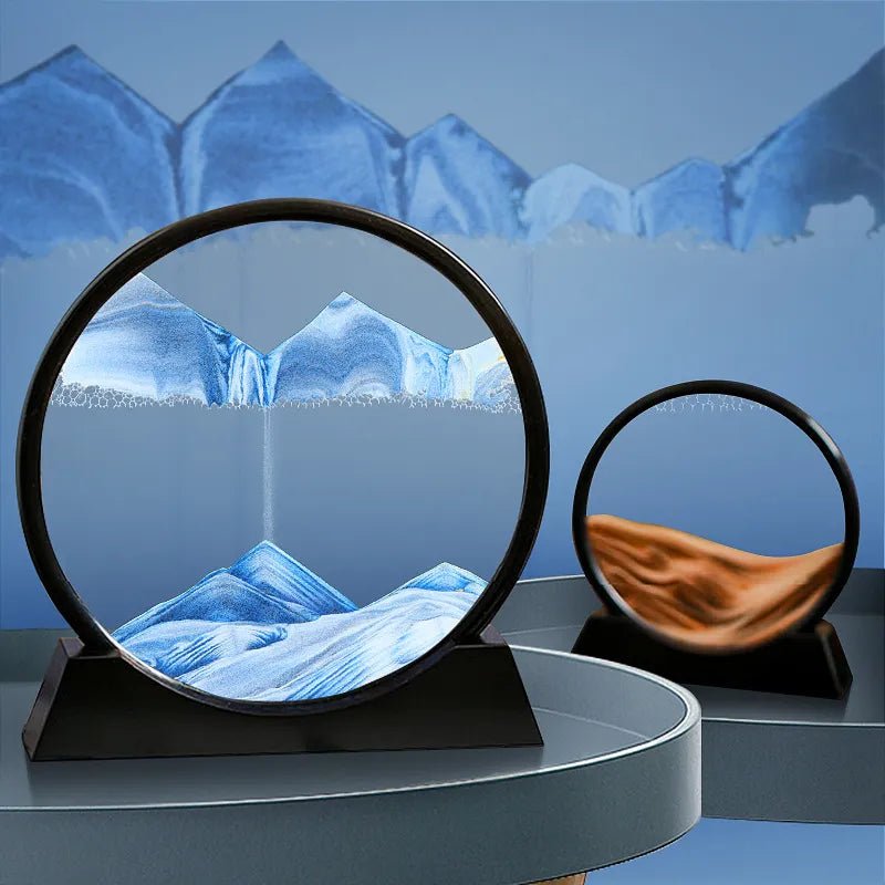 "Oceanic Serenity: 3D Sand Art in Glass Frame" (Black) - Elevated Living