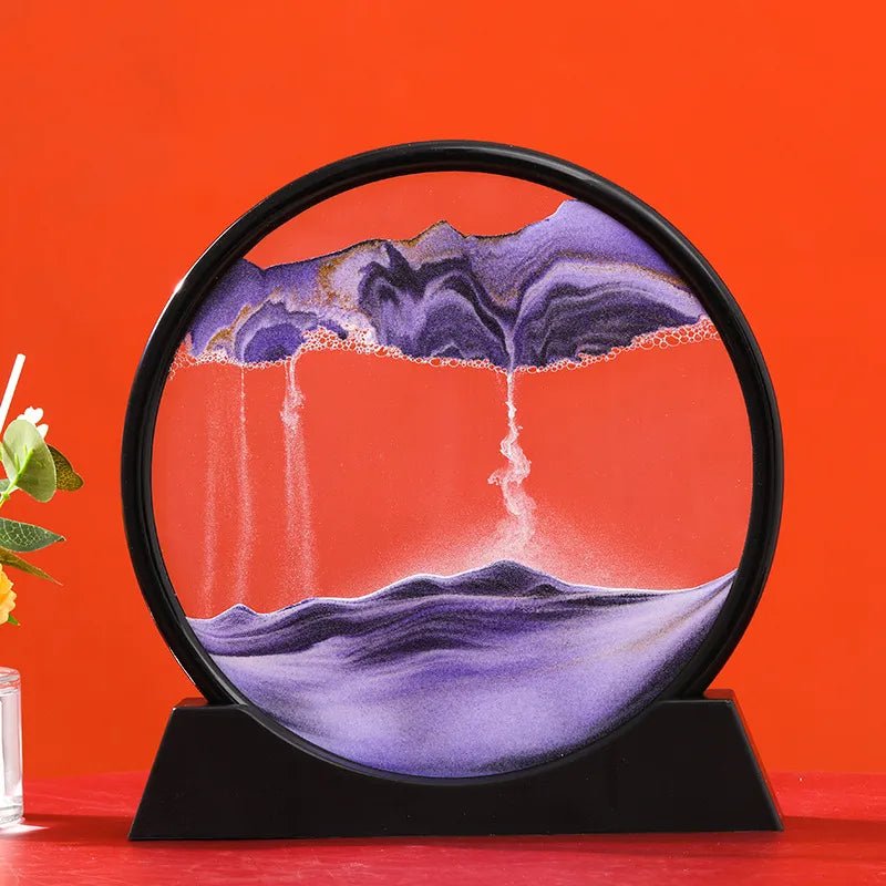 "Oceanic Serenity: 3D Sand Art in Glass Frame" (Black) - Elevated Living