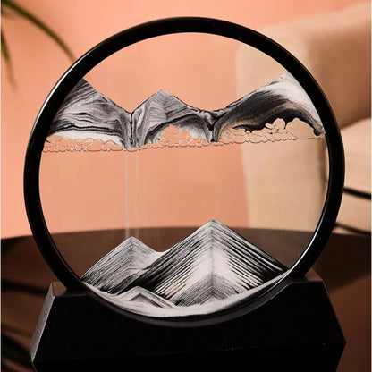 "Oceanic Serenity: 3D Sand Art in Glass Frame" (Black) - Elevated Living