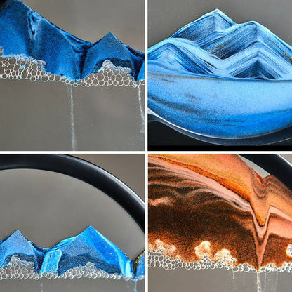 "Oceanic Serenity: 3D Sand Art in Glass Frame" (Black) - Elevated Living