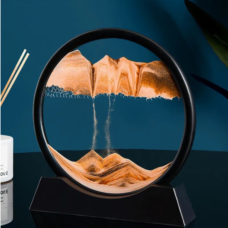 "Oceanic Serenity: 3D Sand Art in Glass Frame" (Black) - Elevated Living