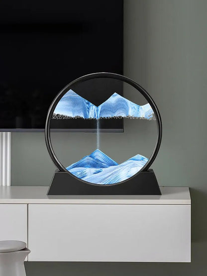 "Oceanic Serenity: 3D Sand Art in Glass Frame" (Black) - Elevated Living