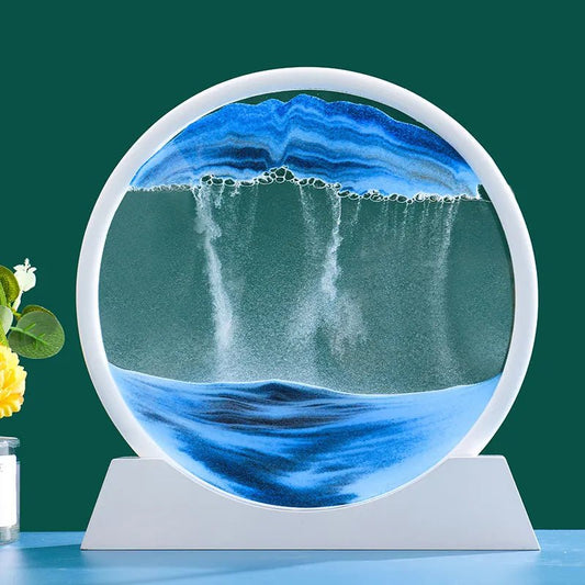 "Oceanic Serenity: 3D Sand Art in Glass Frame" (White) - Elevated Living