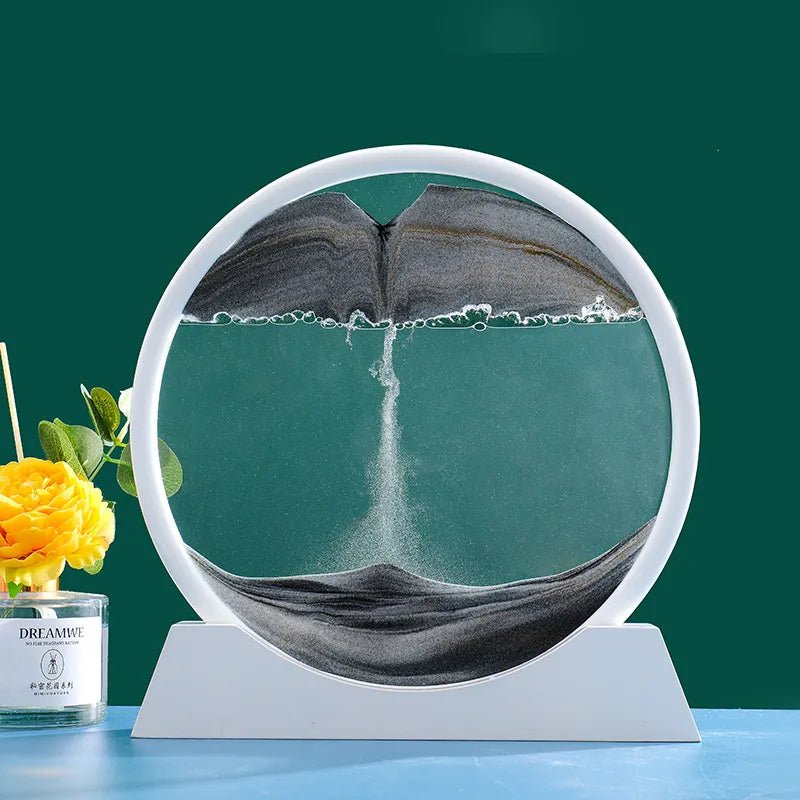 "Oceanic Serenity: 3D Sand Art in Glass Frame" (White) - Elevated Living