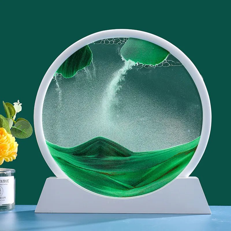 "Oceanic Serenity: 3D Sand Art in Glass Frame" (White) - Elevated Living