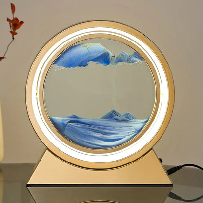 "Ripple Radiance: Moving Sand Art Desk Light" (Gold) - Elevated Living