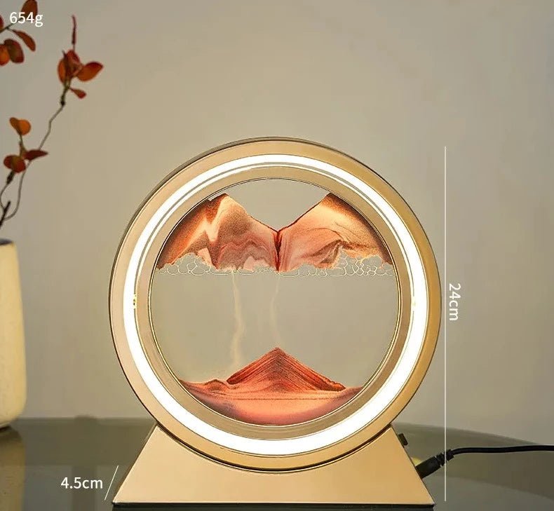 "Ripple Radiance: Moving Sand Art Desk Light" (Gold) - Elevated Living