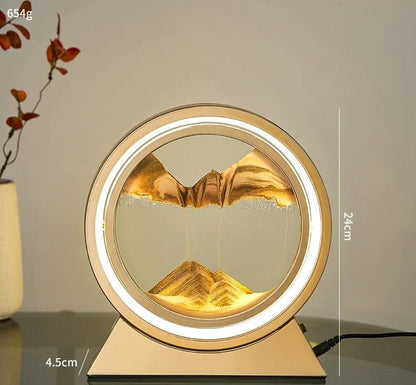 "Ripple Radiance: Moving Sand Art Desk Light" (Gold) - Elevated Living