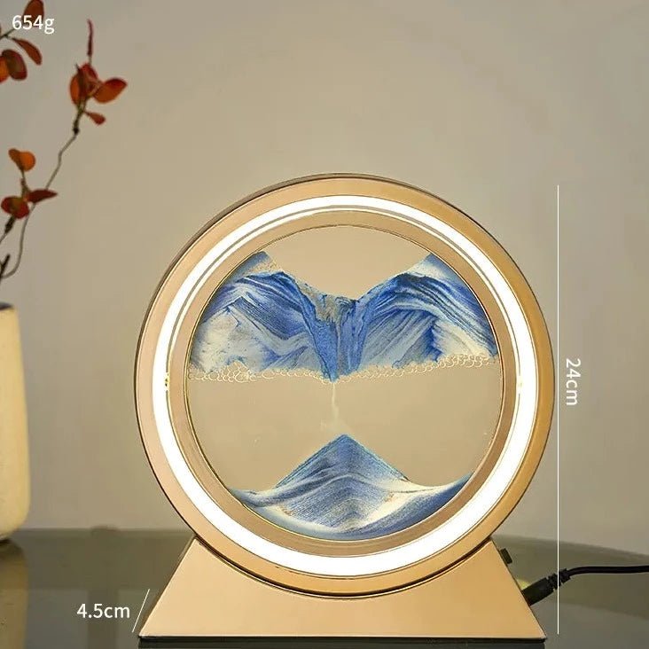 "Ripple Radiance: Moving Sand Art Desk Light" (Gold) - Elevated Living