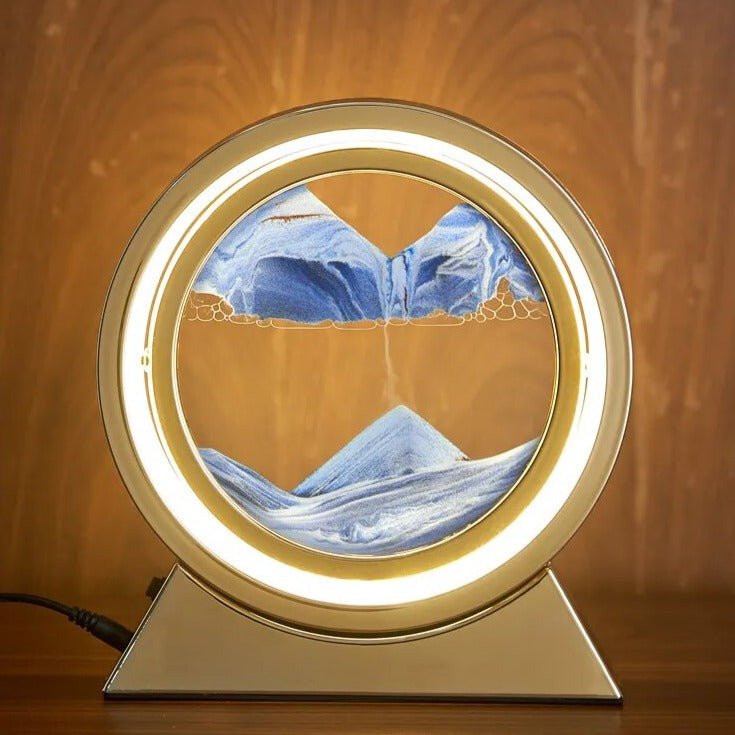 "Ripple Radiance: Moving Sand Art Desk Light" (Gold) - Elevated Living